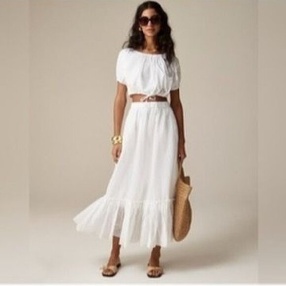 J. Crew Amelia Maxi Skirt in Crinkle Cotton White Size Small NWT - Picture 7 of 8